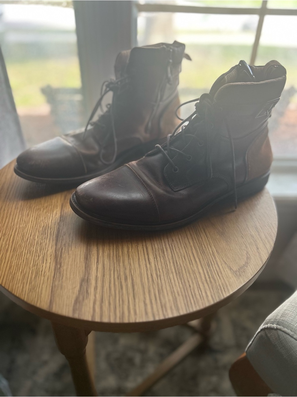 Aldo Dark Brown Leather Lace-Up Ankle Boots